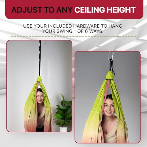 Image of Indoor Sensory Swing for Kids or Outdoor - Holds 300lbs, Double-Layer, & 360 Swivel, Calming Compression Therapy Swing Hammock for Kids & Adults with All Hardware - Sensory-Motor Toys & Gifts