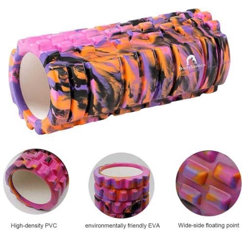 Image of Bodylastics 33cms Foam Roller for Pre & Post Workout Sessions, Deep Tissue Massage, Relief from Muscle Pain (33 cms, Camouflage Pink)