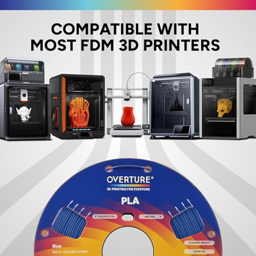 Image of OVERTURE 4KG Bundle High Speed PLA Filament 1.75mm, Neatly Wound 3D Printer Filament 4 Pack 1kg Spool (2.2lbs) Rapid PLA, Fit Most FDM 3D Printers (Black+White+Blue+Purple)