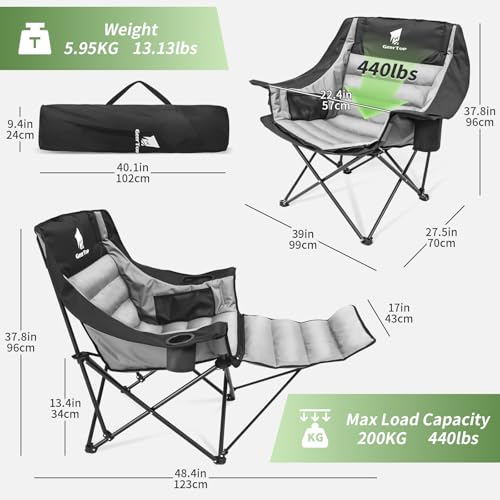 GEERTOP Silla de Camping Sobredimensionada Acolchada con Reposapiés miniatura 2