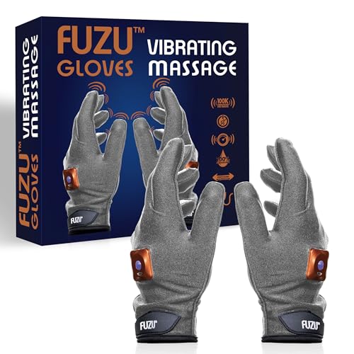 Fuzu Rechargeable Vibrating Massage Gloves Grey Large