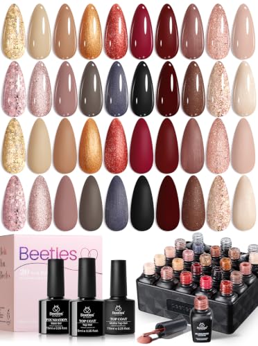 Beetles Fall Gel Nail Polish Set, 20 Colors Warm Mist Gel Polish