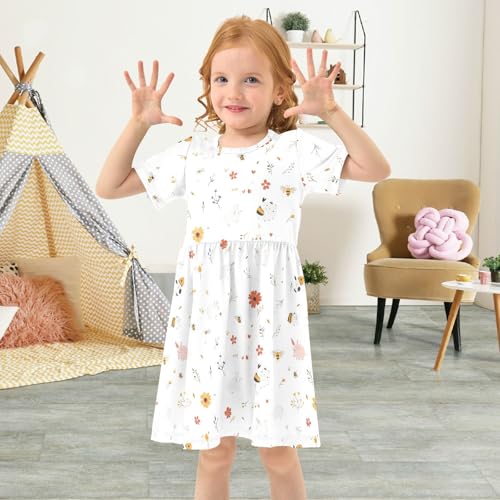 KLL Girls Princess Dresses Short Sleeve Swing Casual Summer Active Playwear for Little Girls4