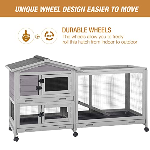 Gutinneen Bunny Cage Indoor And Outdoor Rabbit Hutch With Casters Waterproof Roof thumb #2