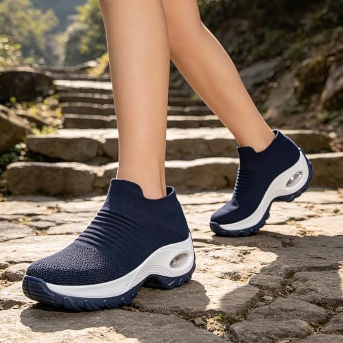 Image of YHOON Women's Slip-On Walking Shoes Sock Shoes Women Mesh Athletic Sneakers Nurse & Work Shoes