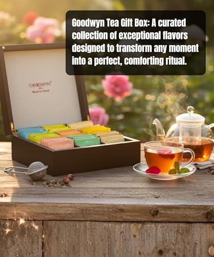 Image of Goodwyn Tea Alluring Chest (30 Tea Bags) | Assorted | Royal Exotic Wooden Tea Box | Best Premium Tea Hamper Gift Box Set Souvenir for Foreigners, Office, Corporates | Diwali | Wedding | Welcome | Anniversary | Birthday | Festivals | Occassion
