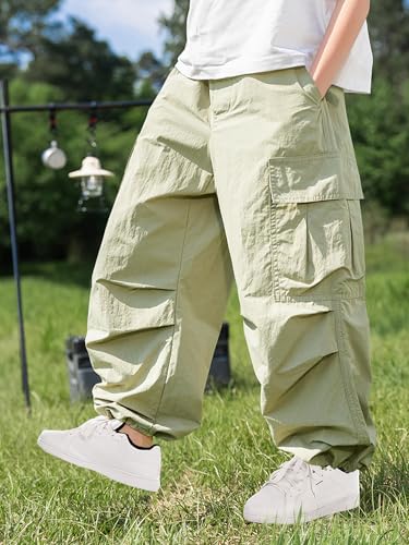 Boys Cargo Pants Baggy Elastic Waist Large Pockets Kids Trousers Size 6-124