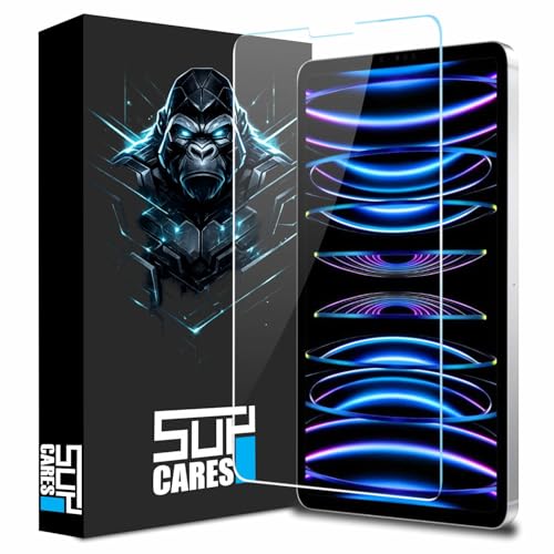 Image of SupCares Tempered Glass for iPad Air 4th, 5th Generation and iPad Pro 2018, 2020, 2021, 2022 (11 Inch) With Installation Kit | Military-Grade Gorilla Screen Protector | Edge to Edge Coverage | Transparent