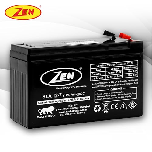 Zen 12 Volt 7 Ah SMF VRLA UPS Rechargable Battery for Spray Pumps, Sprayer, Office Equipments & Devices - Image 6