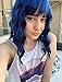 Goodly Short Curly Wavy Wigs with Air Bangs for Women Synthetic Women’s bob curly wig for Daily Party Cosplay 14 Inch (Blue)