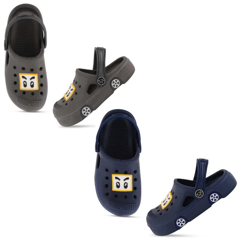 Image of SMARTOTS Pack of 2 Car Design Kids Clogs for Daily Use, Kids Eva Sandals for Boys and Girls with Adjustable Sling Back Strap