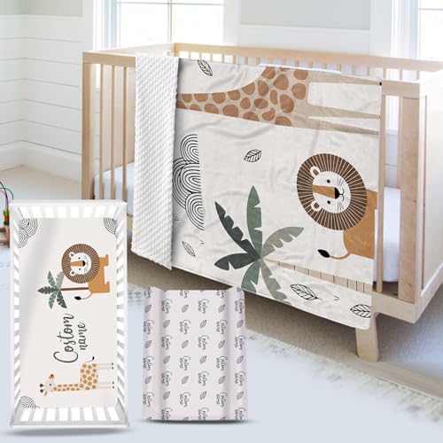 Personalized Baby Crib Bedding Set, Custom Name Nursery Bedding 3-Piece