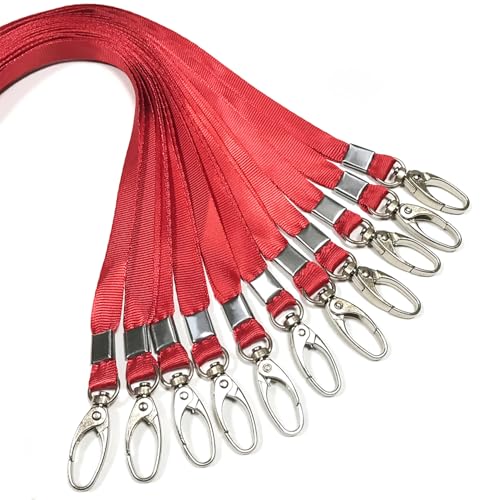 Lanyard lot de 50 cordons de cou noirs en nylon avec clip pivotant pour badge d'identification