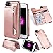 Produktbild Shinyzone Reißverschluss Brieftasche Handyhülle für iPhone 8,iPhone 7 Hülle mit Kartenfächer [Magnetische Schnalle] Retro Premium PU Ledertasche Flip Schutzhülle-Roségold