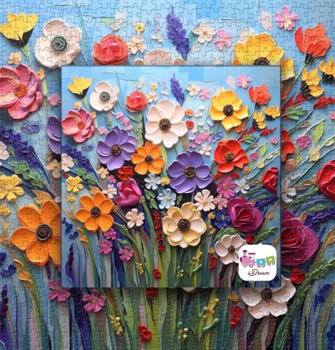 Image of iDream 1000 Pieces Jigsaw Puzzle - Artistic 3D Design, Colorful Wall Decor, Challenging Puzzle Gift for Friends & Family (Colorful Flower)