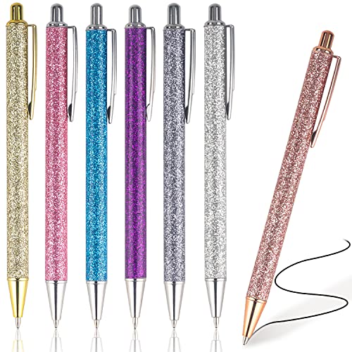 NTGRTY 7 Glitzer Kugelschreiber, Bling Metallstifte für Schule und Büro, 1,0 mm, Schwarze Tinte