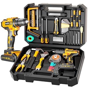 117-Piece Tool Kit with 20V Cordless Drill Mechanic Tool Set for Home & Auto Repair Toolbox Storage Case Perfect for Men, DIYers, Handymen