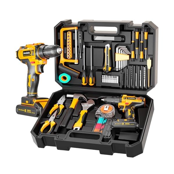 117-Piece Tool Kit with 20V Cordless Drill Mechanic Tool Set for Home & Auto Repair Toolbox Storage Case Perfect for Men, DIYers, Handymen