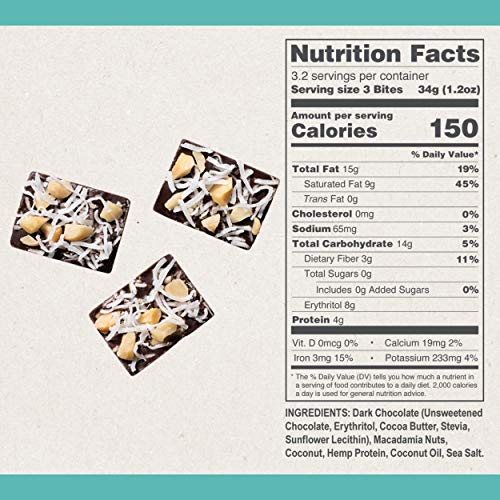 Jojo's Dark Chocolate Bites Made With Hemp, Plant Based Protein, Low Sugar, Low Carb, Vegan, Paleo & Keto Friendly, Healthy Snack, Assorted Pack, 16Oz Bag (40 Count) #TOP5