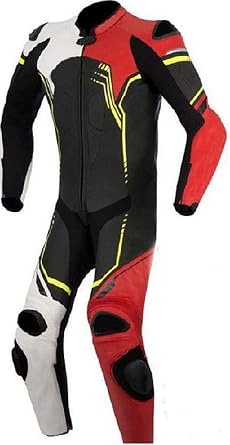 LEATHERAY Mens Fashion Motorbike Real Leather One Piece Suit with Armor Protection Black,XS-5XL