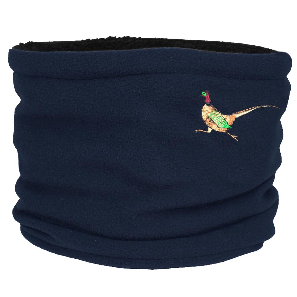 TeddyT's Pheasant Fluffy Fleece Thermal Snood Scarf (Navy Blue)