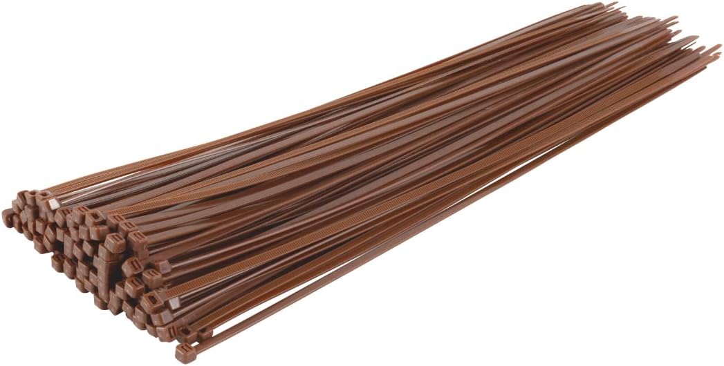 GTSE 14 Inch Brown Zip Ties, 100 Pack, 50lb Strength, UV
