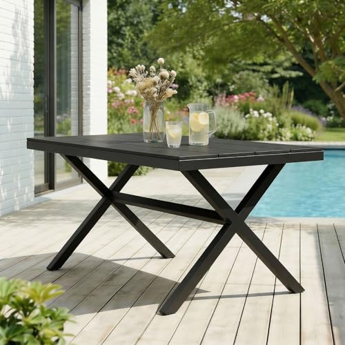 IDIMEX Table de Jardin extérieur Windy L 150 cm en Aluminium Noir pour 6 Personnes, résistante aux intempéries et Facile d'entretien, idéale pour terrasse...