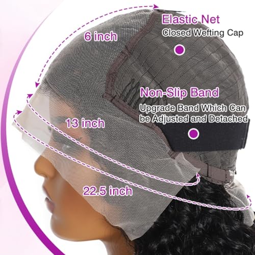 Image of LAINSS 28Inch Deep Wave Lace Front Wigs Human Hair 13x6 Deep Curly Lace Front Wigs Glueless Lace Frontal Wig Brazilian Virgin Human Hair Pre Plucked with Natural Hairline 210% Density