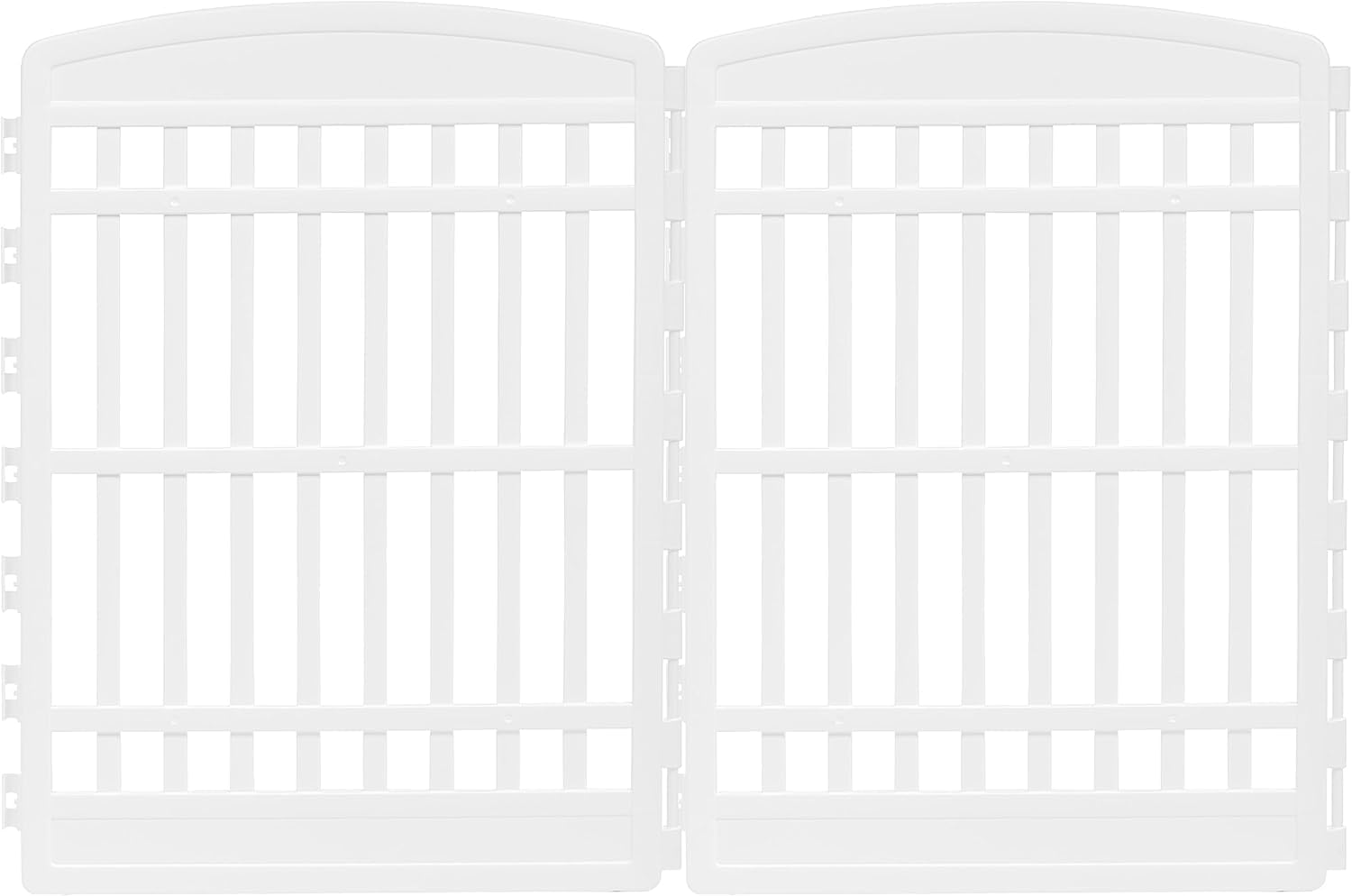 IRIS USA 34" 8-Panel Pet Playpen with Door, Medium Large Dog Secure Easy Assemble Easy Storing Customizable + 34''H 2 Add on Panels, Heavy-Duty Molded Plastic Rust-Free Non-Skid Rubber Feet, White