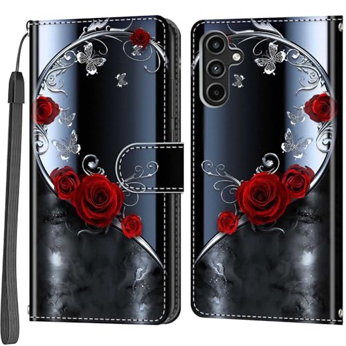 Haninsuze Case Wallet for Samsung Galaxy A15 5G Rose Butterfly