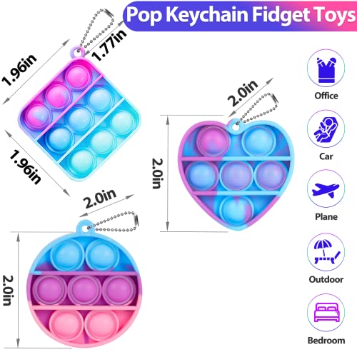 Pop Fidget Toys Valentine's Day Gifts for Kids Party Favors Mini Pop Keychain It Fidget Toy Packs for Classroom Prizes Sensory Toys (36PCS Three Shape) 2