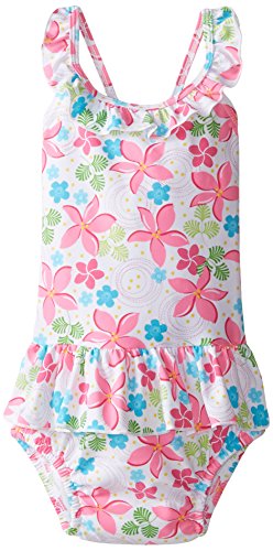 i play. Baby Girls' One Piece Ruffle Swimsuit with Swim Diaper UPF 50+