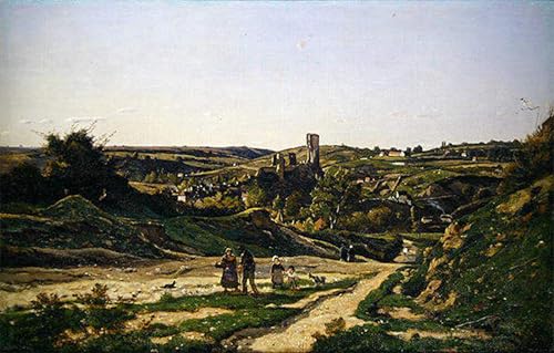 Toile Décor Art Mural Henri Harpignies Le Château d'Hérisson Peinture Chambre 60x90cm