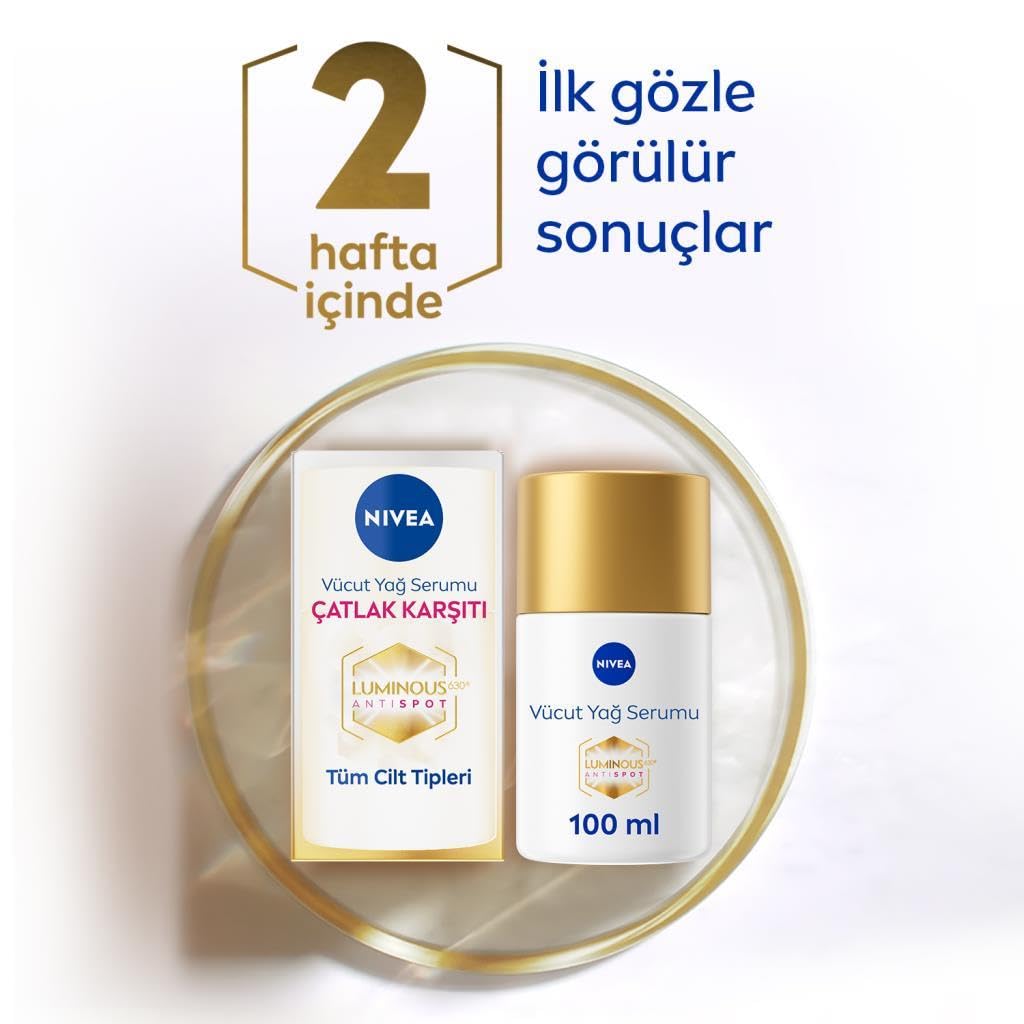 NIVEA Luminous 630 Body Oil‑Serum 100 ml – Nourishing Lightweight Body Oil Serum to Smooth & Even Skin Tone, Helps Reduce Visibility of Stretch Marks and Improve Skin Elasticity