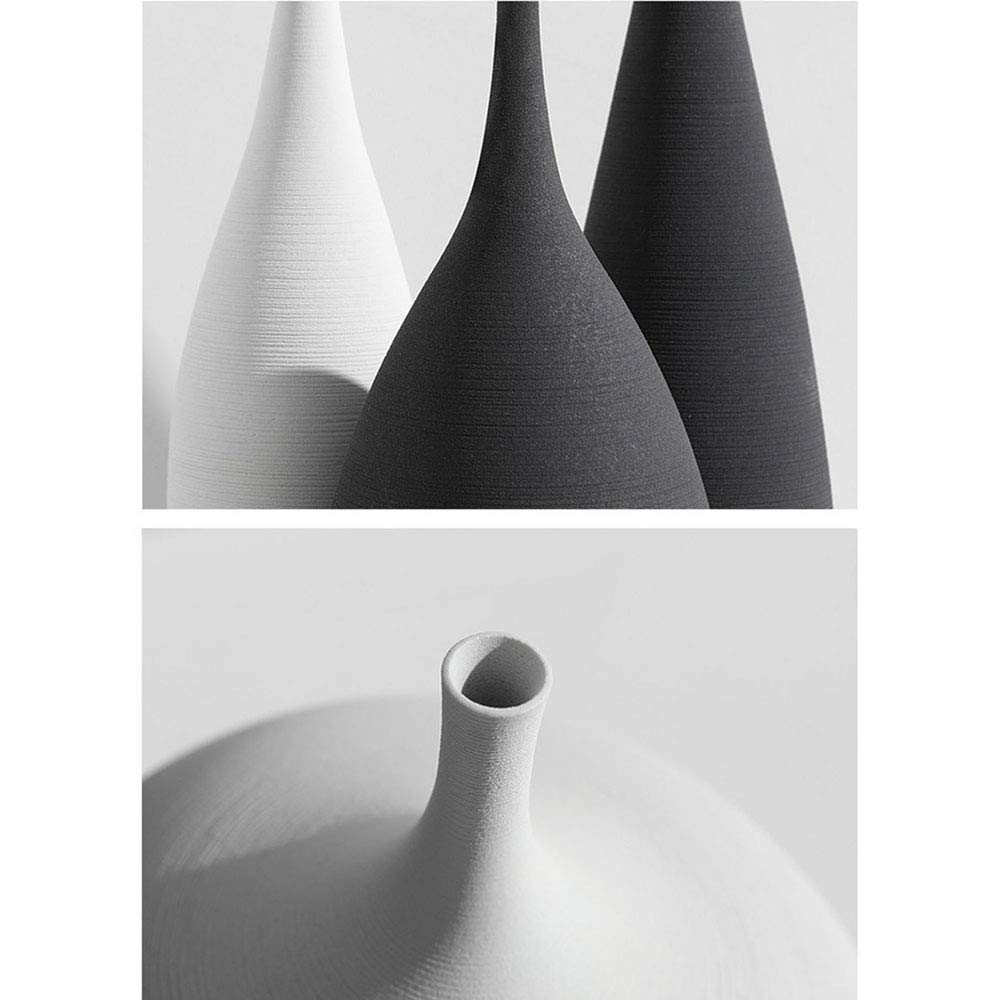 Weiß Schwarz Keramik Vase Set, Modern Minimalist Ornaments Wohnzimmer Wohnkultur Dekoration,Set 4(D+E)