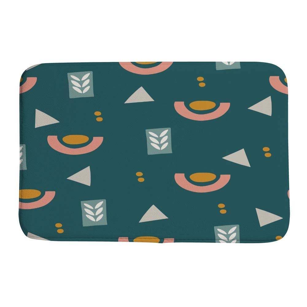 Tapis de bain géométrique vert foncé style rétro pour douche