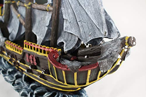 Image of Penn-Plax Wave-Runner Pirate Ship Aquarium Decoration - Safe for Freshwater and Saltwater Fish Tanks - Large