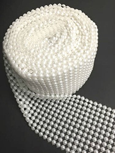 4.75"x30ft (10yard) Pearl Mesh Trimming Ribbon Flat Back Wrap Roll Wedding Deco