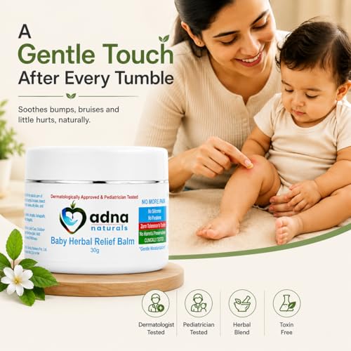 Image of Baby Herbal Relief Balm for Hurts & Falls | Herbal Extracts of Narayani, Manjishtha, Raktachandan , Devdaru, Jeshthamadh | Dermatologist + Peditrcian Tested, Zero Tolerance to Toxins (30 gm) INDIA'S FIRST BABY BALM for Hurts