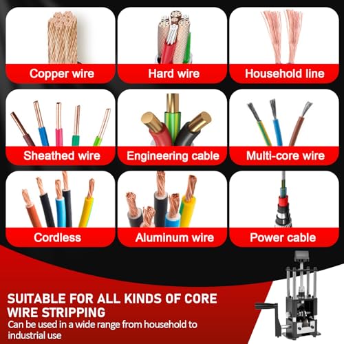 Image of Wire Stripper Machine, Wire Stripping Machine with Hand Crank, Wire Stripper Tool 0.04 inch-1 inch Gauge Copper Wire Stripping Drill Powered Stripping Tool for Scrap Copper Wire Cable Recycling