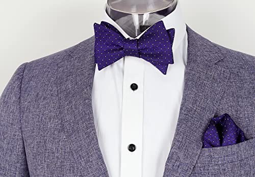 Image of Alizeal Mens 2pcs Solid Self-tied Bow Tie Set | Alizeal Mens 2pcs Self-tied Solid /Animal Bow Tie and Pocket Square Set Perfect for Wedding Business Formal Events