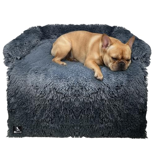 bluzelle Coperta Divano e Letto per Cani di Piccola e Media Taglia, Copridivano in Soffice Peluche, Tappetino Protezione Impermeabile, Lavabile, Sfoderabile & Fondo Antiscivolo, Colore:Grigio Scuro
