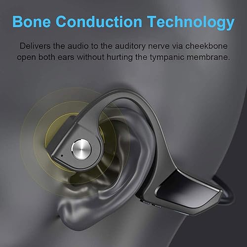 Miniatura 4 de SLuB Auriculares de conducción ósea, auriculares inalámbricos Bluetooth 5.0 de oreja abierta, alta calidad de sonido, ultraligeros, impermeables y