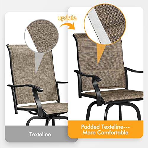Yaheetech Patio Swivel Bar Stools Set Of 2, Outdoor Padded Texteline Bistro Chairs With High Back And Armrest For Garden Lawn Balcony #TOP6