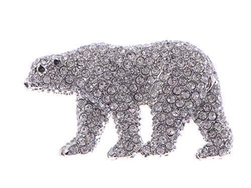 Image of Alilang Women's Polar Bear Brooch Clear Crystals Christmas Winter Holiday Pin Shawl Scarf Brooch