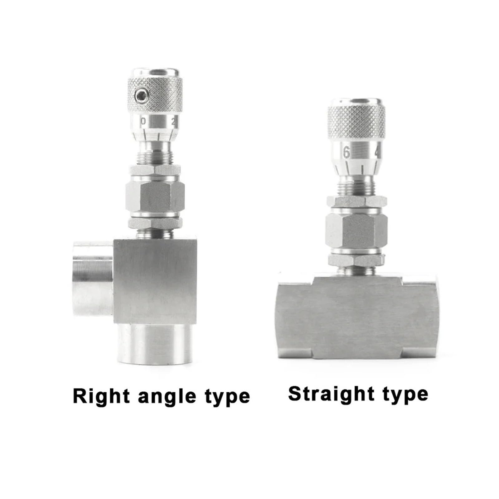 Válvula de aguja recta Válvula de aguja acero inoxidable 1/8", 1/4", 3/8" NPT, 1/2", micromedición, reguladora caudal, controlador for agua, gasóleo(3/8",G THREAD_PRECISION_ELBOW 90)