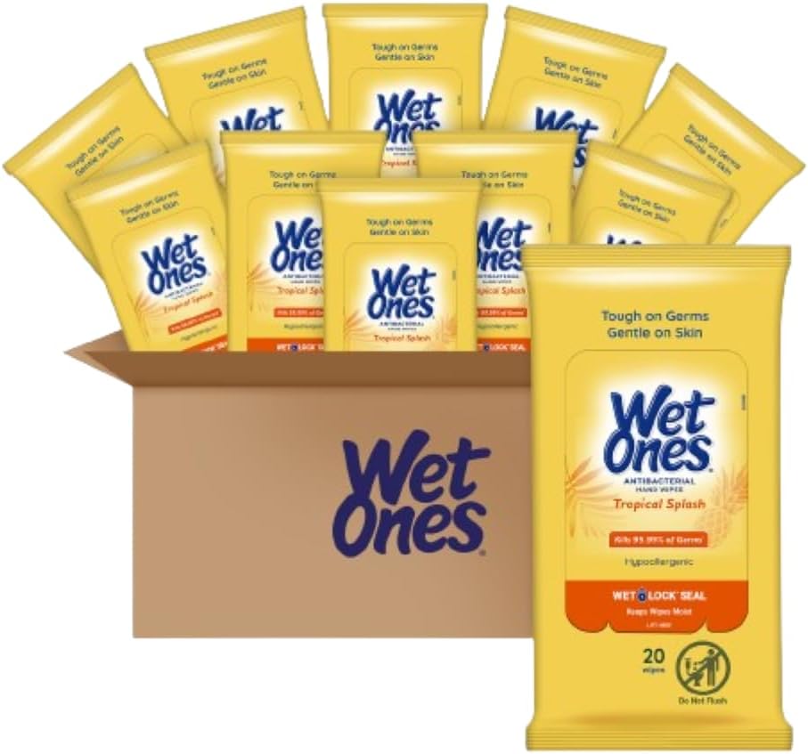 Wet Ones Antibacterial Hands & Face Wipes, Citrus Scent, 20