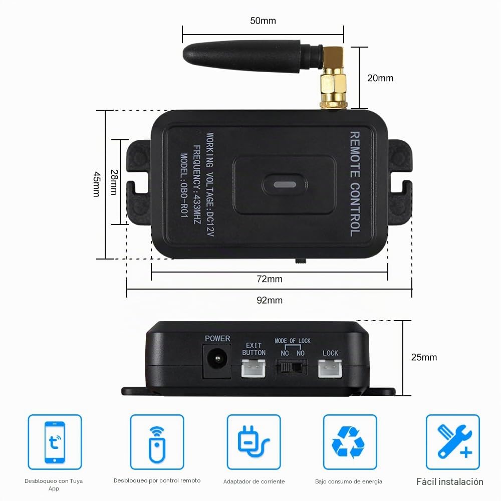 Tuya - Kit completo de sistema de control de acceso, abridor de puerta de control remoto de 433 MHz, cerradura magnética de 180 kg, transmisores remotos de 30 m