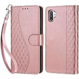 Handyhülle für Samsung Galaxy Note 10 Plus Hülle, Premium Leder Flip Klappbare Magnetische [Standfunktion] [Kartenfächern] Schutzhülle Tasche - Roségold