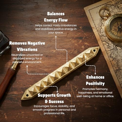Image of Plus Value Vastu Strip Brass Pyramid Divider Virtual Partition for North, North-West Defect Vastu Remedy Home, Office and Plot Correction (Size: 5 inches)